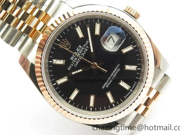 0506 EasyMatch DateJust 36mm 904 SS RG Wrapped 116231 GMF Black Dial on SS RG Wrapped Jubilee Bracelet A 3275